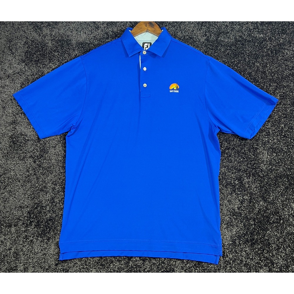 FootJoy Bay Creek Blue Golf Polo Shirt Mens Medium‎ Performance